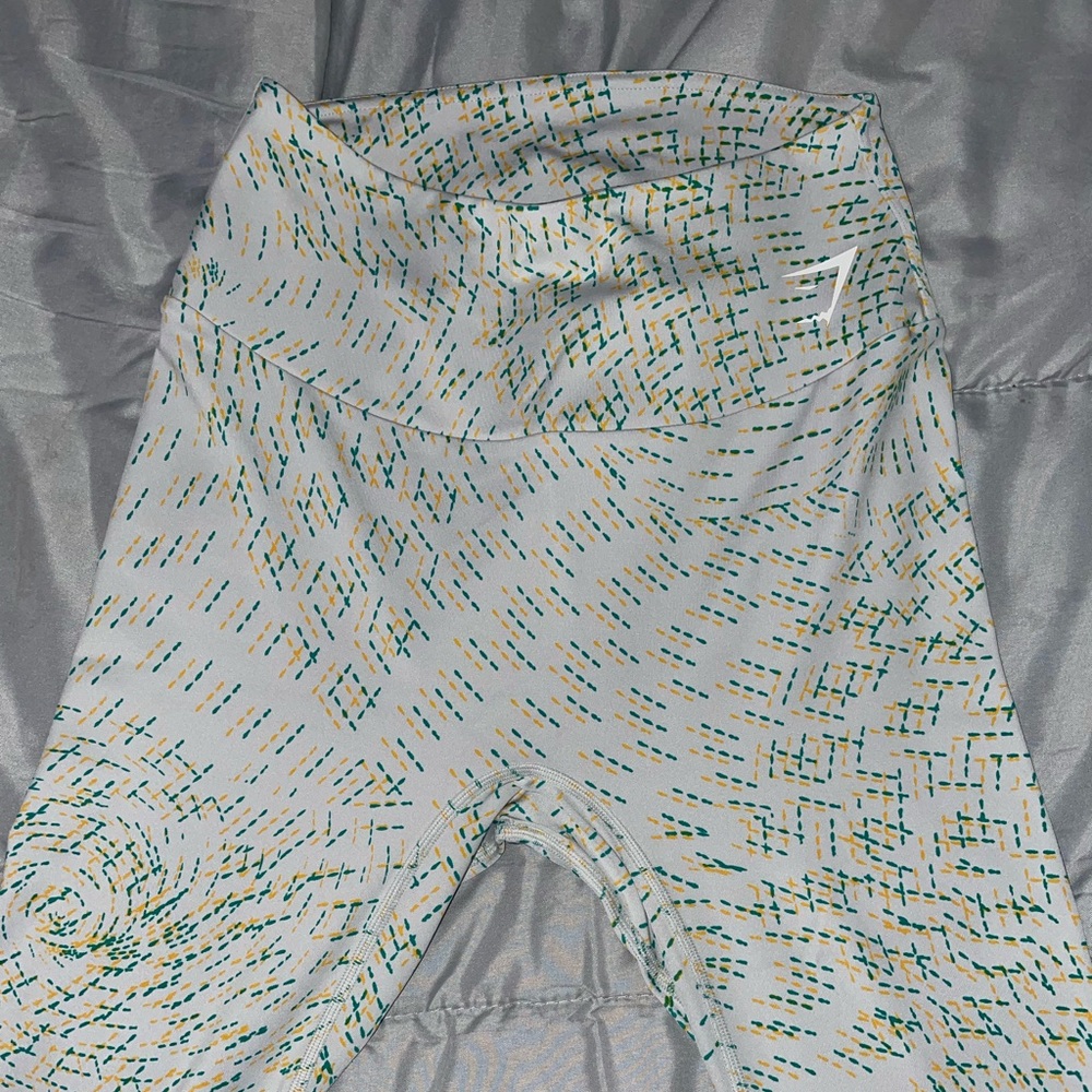 GYMSHARK Vital Seamless Leggings Gray/Yellow/Green Medium